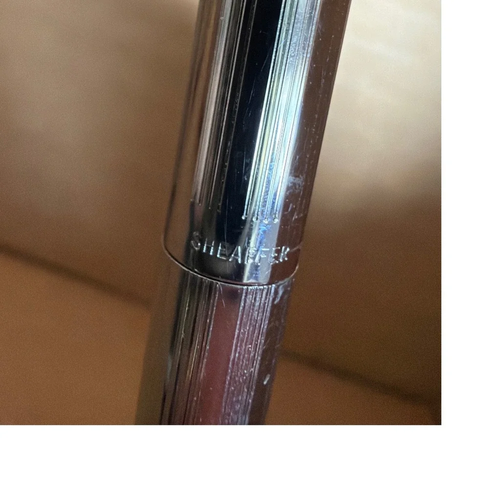 Vintage Sheaffer Mechanical Pencil Brushed Chrome Silver ribbed Twist Action USA